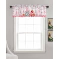 thumbnail image 3 of Valentine Gnomes Linen Curtain Valance for Bedroom/Bathroom/Kitchen/Office/Living/Dining Room Windows, Pink Flower Silver Eucalyptus Leaves Rod Pocket Topper Decorative Cafe Drapes Panel 54"x18", 3 of 6