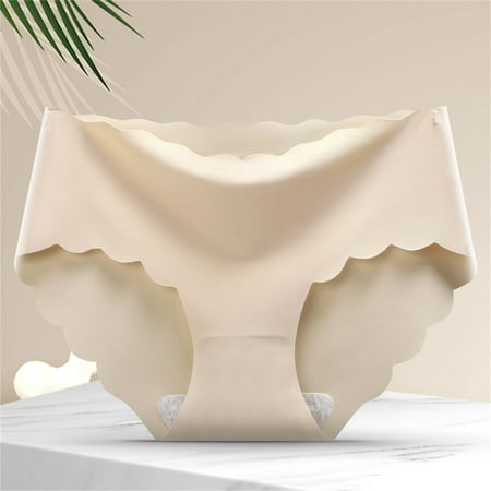 FUNUONY Big Sale!! 2025 Trendy Panties for Women Soft Underwear High Waist Cheeky High Cut Stretch Ladies Briefs Breathable No Show Stretch Ice Silk Underwear Bikini Underwear Briefs Beige Xxl