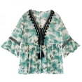 thumbnail image 5 of Promotion Liquidation Blouses Femmes Blouse Broderie Florale Été Manches Longues Mode Décontractée Chemise Féminine Hauts Femmes W13, 5 of 5