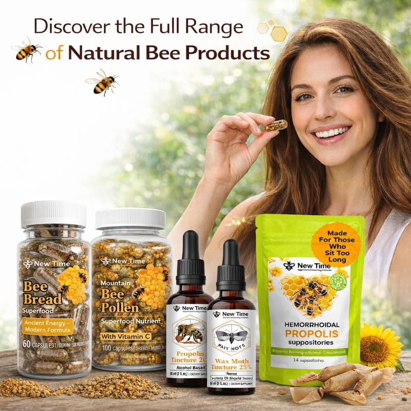Bee Bread 60 Capsules - Fermented Bee Pollen (Perga) - Natural Dietary Supplement for Men and Women