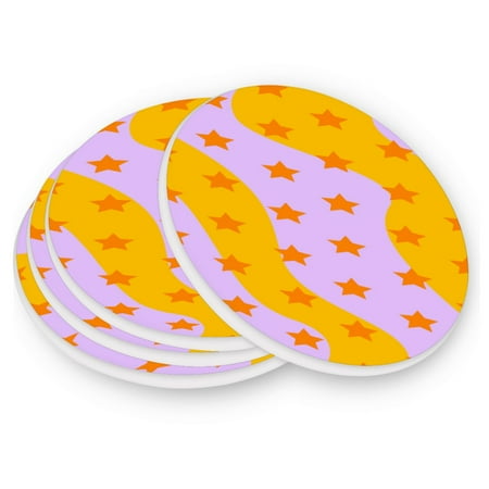 

Round Coasters Modern Style Ceramic Coaster Waterproof and Durable Drink Coaster Coasters set of 4 Customizable Coasters 4pcs Orange Stars