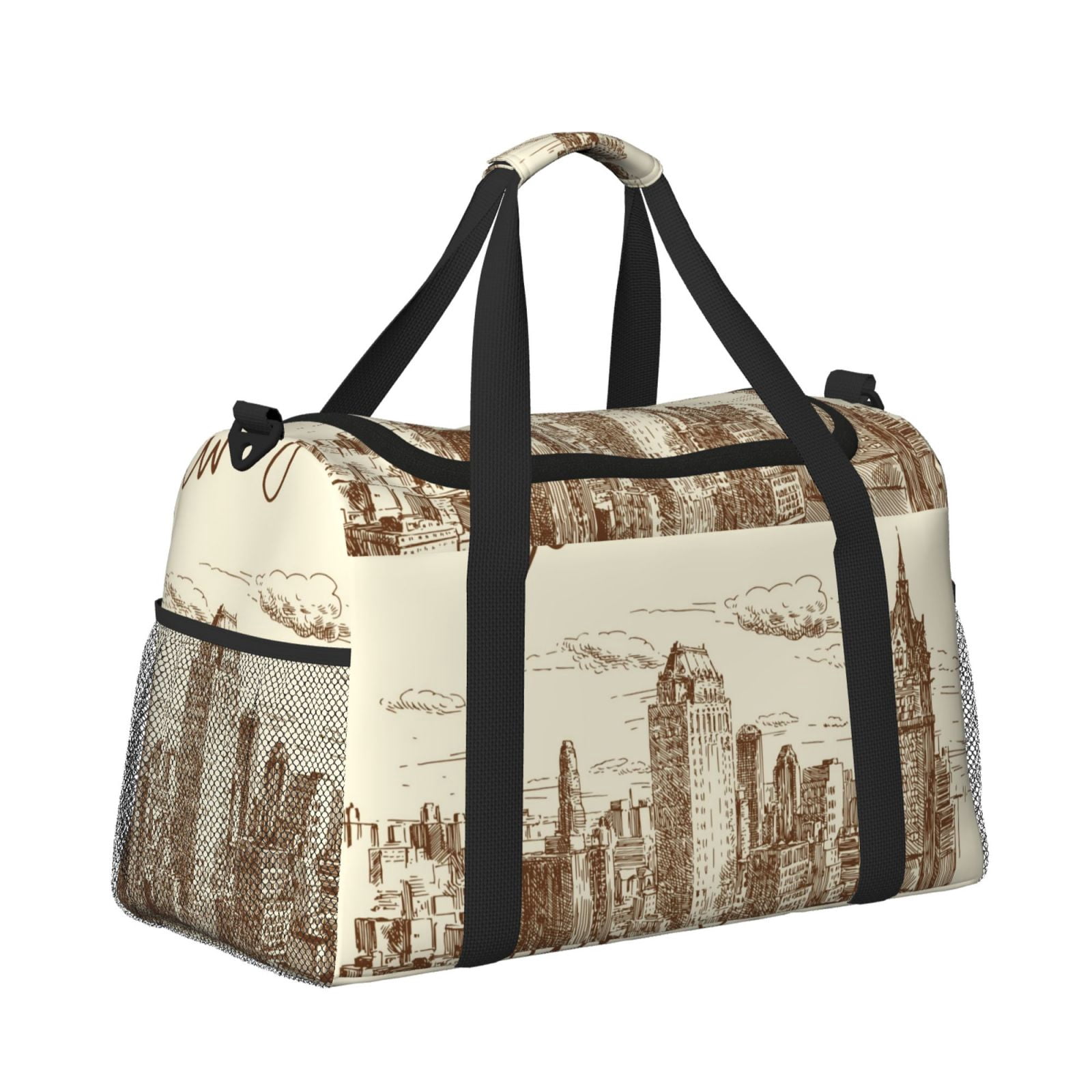 Fuzoiu New York Print Travel Duffle Bag,Carry On Tote Bags,Duffel Bag,Sport Gym Bag, Hospital Bag for Labor and Delivery, Overnight Bag,Luggage Bag