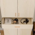 thumbnail image 3 of Cozy Castle Kitchen Pantry Storage Cabinet 71" Tall 4 Doors Wood Freestanding Cupboard with Sliding Drawer and 2 Adjustable Shelves for Dining Room Living Room, Laundry, Bathroom,, 3 of 6