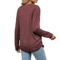 thumbnail image 2 of Joyutrip Women V Neck Long Sleeves Solid Color Ruched Tunic Top, 2 of 6