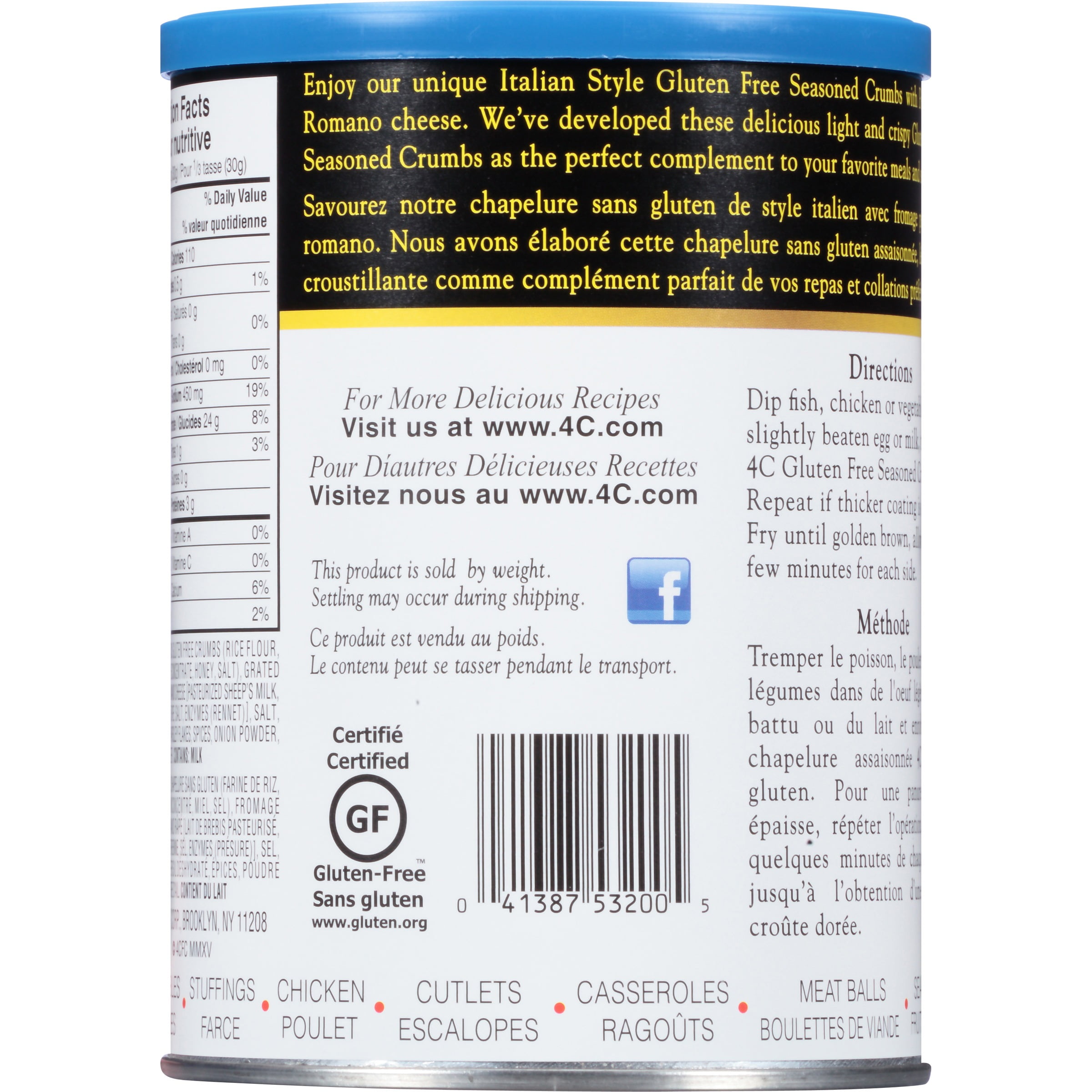 4C Gluten Free Seasoned Bread Crumbs, 340g