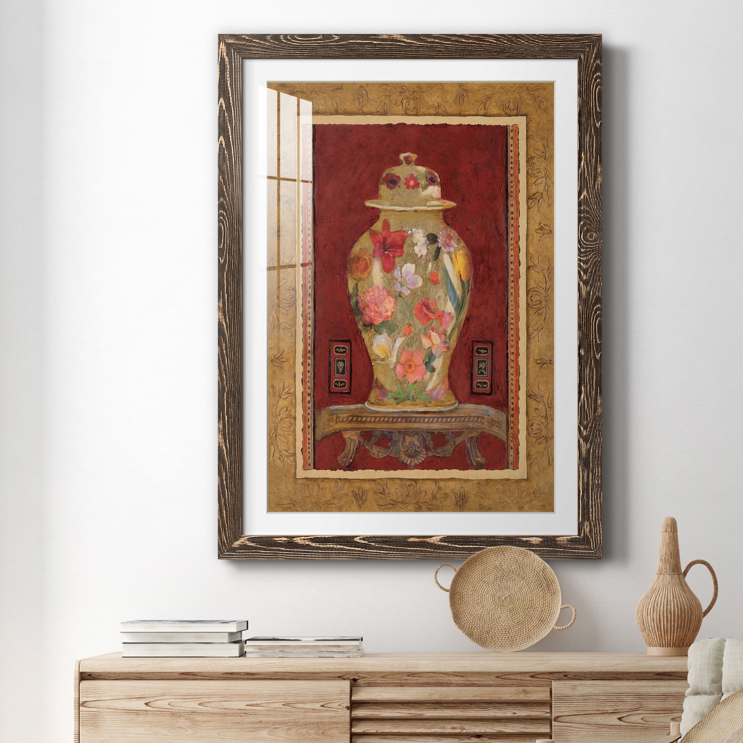 Romantic Urn I - Premium Framed Print - Distressed Barnwood Frame - Ready to Hang