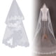 thumbnail image 4 of Nuevo velo largo de encaje para novia, gasa con lentejuelas, encaje, vestido blanco, accesorios de boda (blanco roto), 4 of 7
