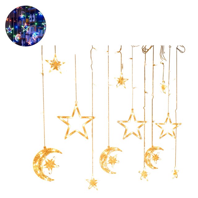 Usb Alimenté Chaîne Lumineuse Conduit Fée Étoile Lune Chaîne Luminosité Réglable Multiples Modes de Lumière Usb Alimenté Décoration Murale Fenêtre Lumière Décorative