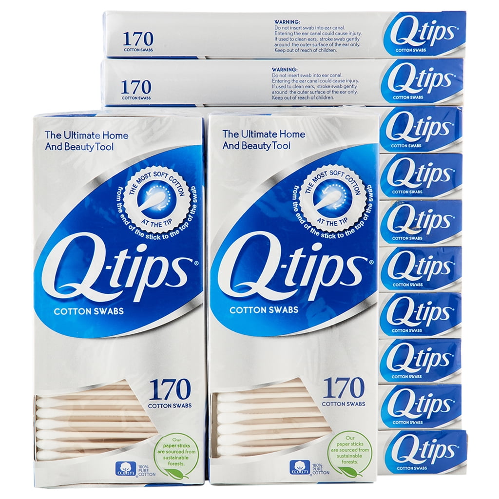 Qtips Cotton Swabs Flexible 170 ct 12 Pack
