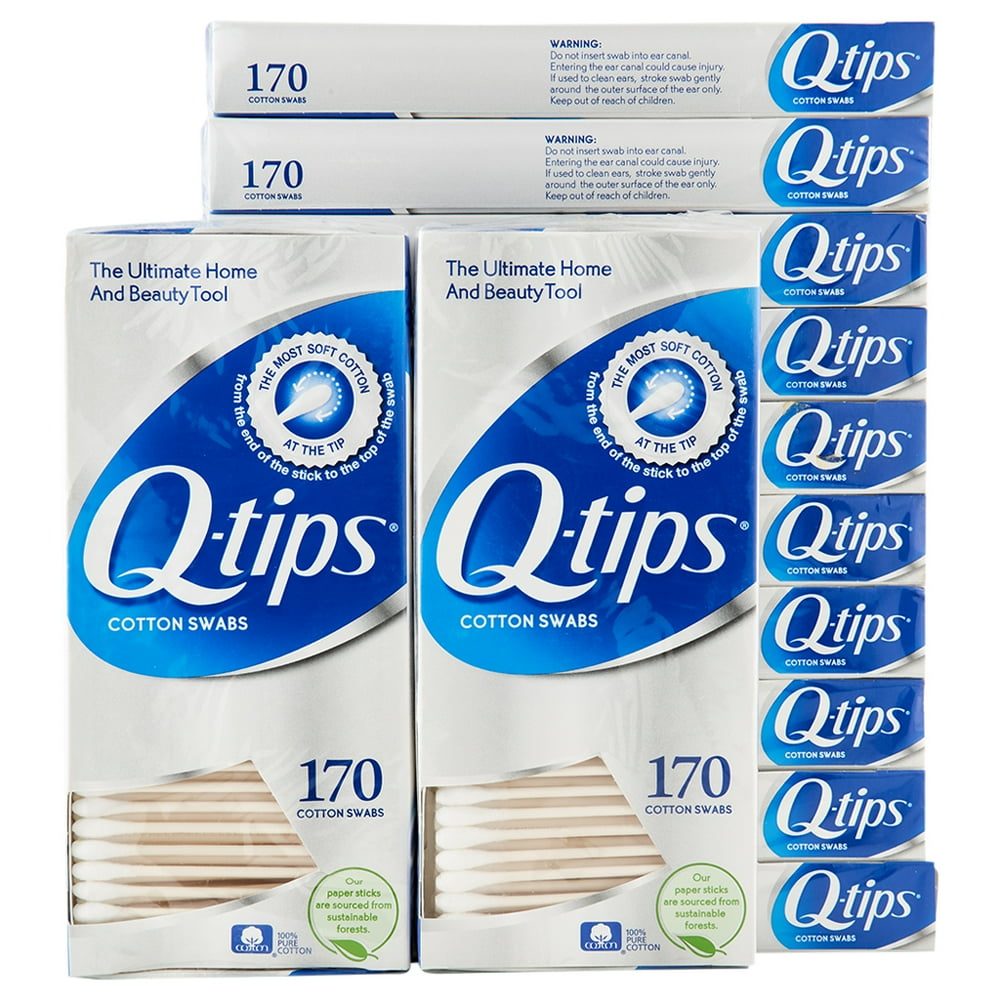 Qtips Cotton Swabs Flexible 170 ct 12 Pack
