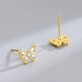 thumbnail image 2 of Clearance under $5 14K Gold Plated Sterling Silver Butterfly Stud Earrings, Cubic Zirconia Bow Earring Dainty Earrings for Womenq, 2 of 5