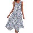 thumbnail image 1 of Vestido de Verano para Mujeres sin Mangas Cuello Redondo Impreso Vestido Casual de Bolsillo con Doblado Irregular, Vestido de Poliéster Ligero para la Primavera Y el Verano de Uso Diario, Vacaciones, 1 of 9