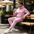 thumbnail image 6 of Trgacdwlo Mens Sweatsuits 2 Piece Set Tracksuit Casual Hoodie and Joggers Sport Pant Set Fall Winter Hoodie Sweatsuits Casual Athletic Outfits Pink XL, 6 of 9