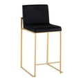 thumbnail image 2 of Fuji Contemporary High Back Counter Stool In Gold Steel And Black Velvet - Set Of 2, 2 of 7
