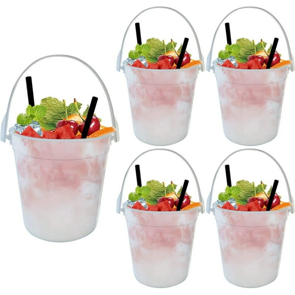 5 PACK Cubiteras de plástico para bebidas Anything But A Cup Ideas para fiestas 32 oz Cubiteras reutilizables 1 litro Cubitera para hielo Cubitera para batidos Translúcida