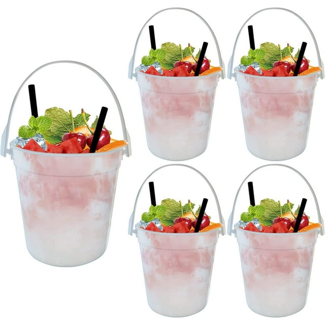 Lot de 5 Seaux pour Fêtes de Boissons Réutilisables 1 Litre Bols à Punch Translucides pour Smoothies