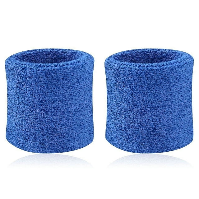 CUITING 2Pcs Sports Wristband Solid Color Absorbent Cotton Breathable Quick Dry Sweatband for Tennis