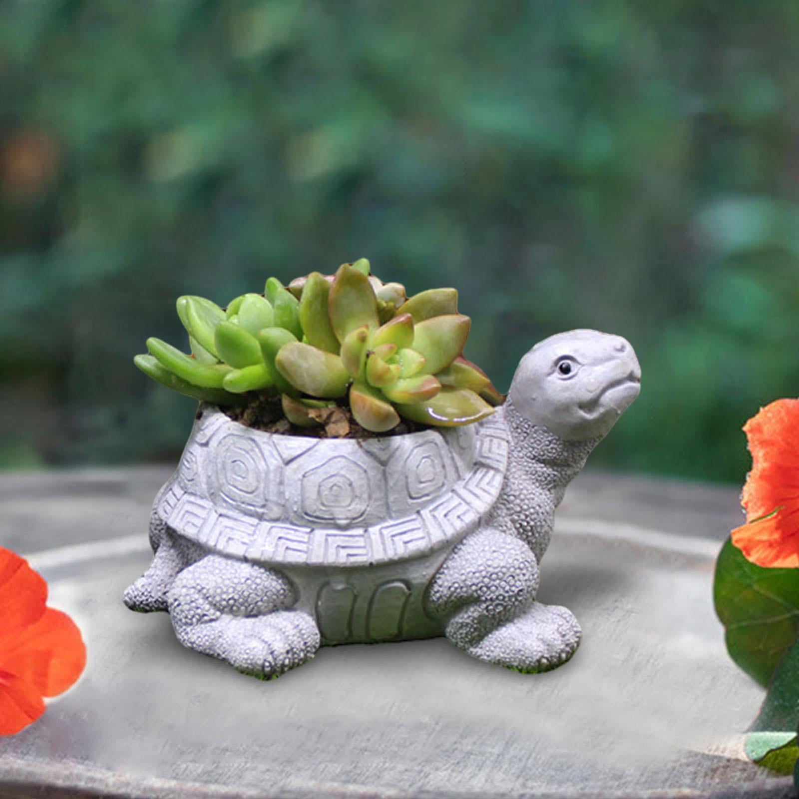 TISHITA Turtle Planter Pot Flower Pot Creative Tabletop Resin Flowerpot  Flower Pot for Lawn Gift Bookshelf Home Decorations Gray