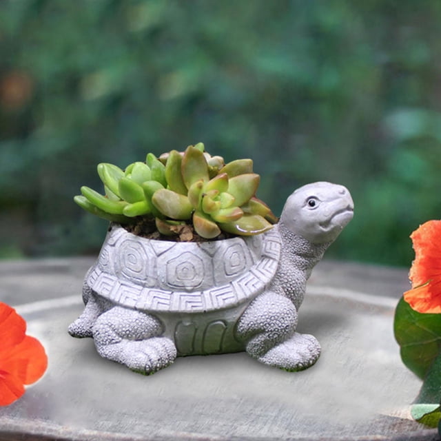 Turtle Planter Pot Artwork Tortoise Flower Pot for Farmhouse Cafe Restaurant Gray