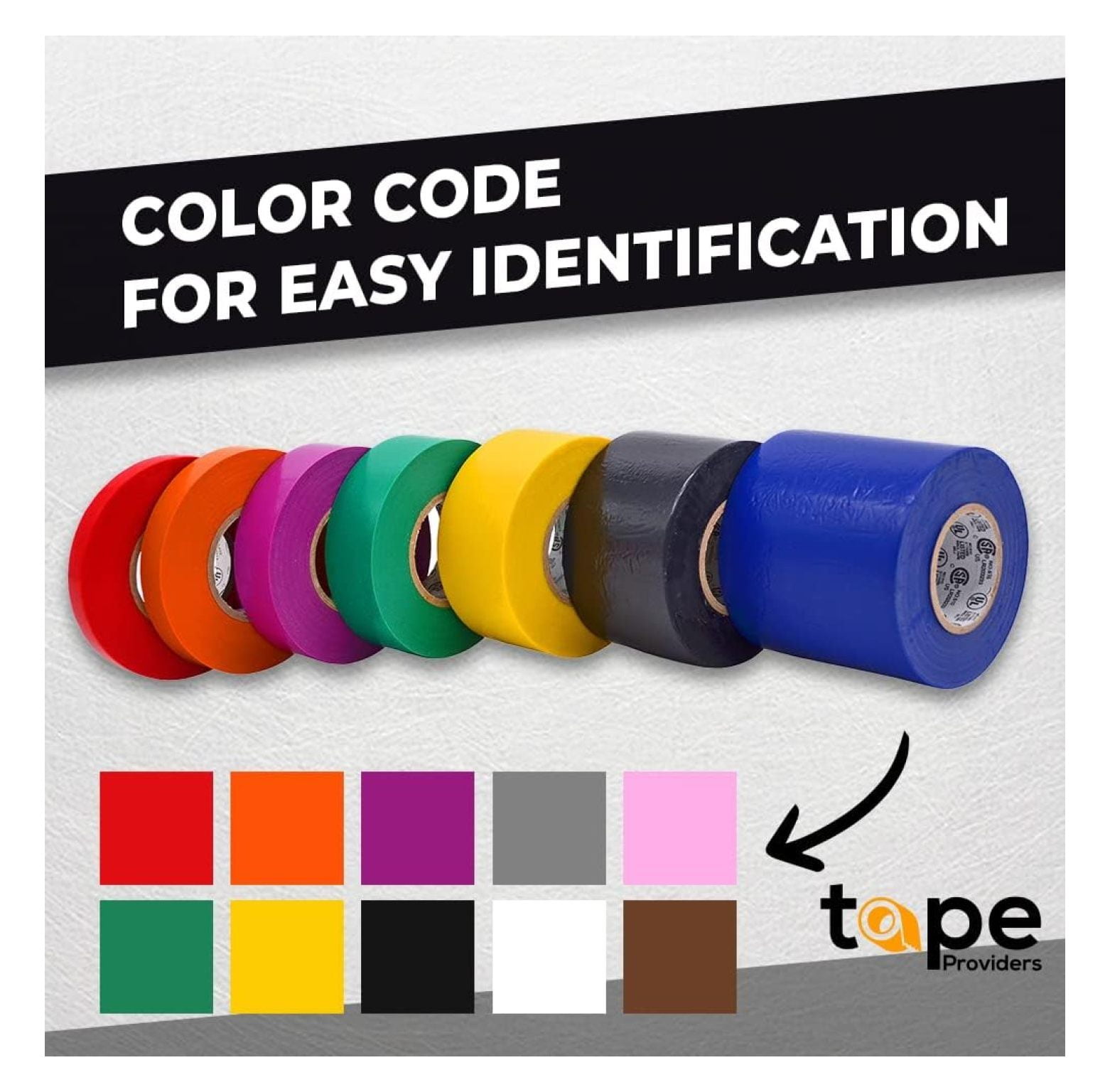 WOD ETC766 Professional Grade General Purpose Orange Electrical Tape UL/CSA Listed . Vinyl Rubber Adhesive Electrical Tape: 1.5 inch X 66 ft - Use at No More Than 600V & 176F (Pack of 10)
