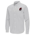 thumbnail image 2 of Men's Antigua Gray Portland Trail Blazers Ellis Woven Tri-Blend Button-Down Shirt, 2 of 3