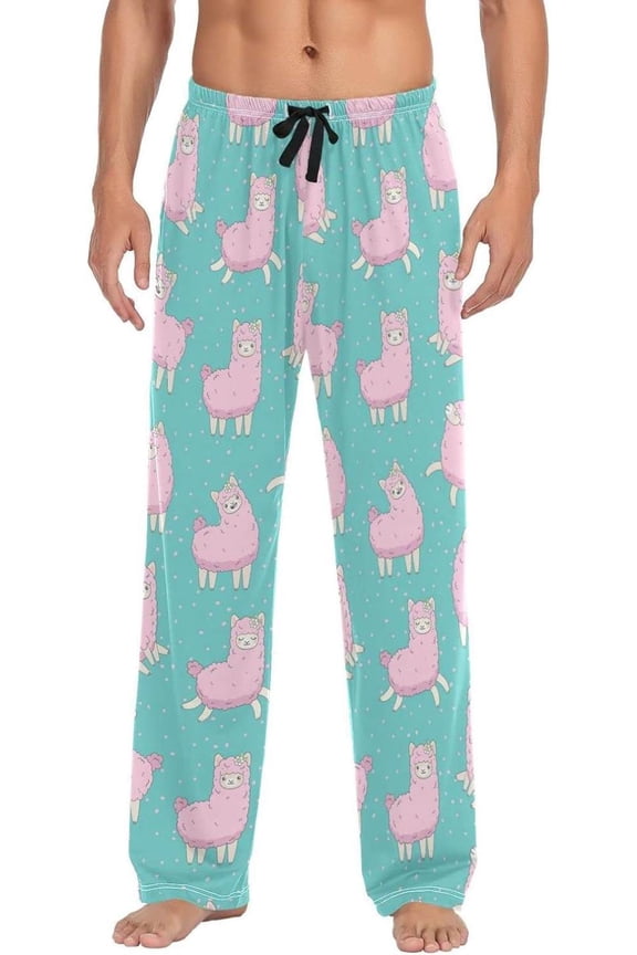 Llama Pajama Pants for Men, Lounge Pants Lightweight Men Pajama Bottoms with Drawstring Pockets, Christmas New Year Birthday Gifts, Large