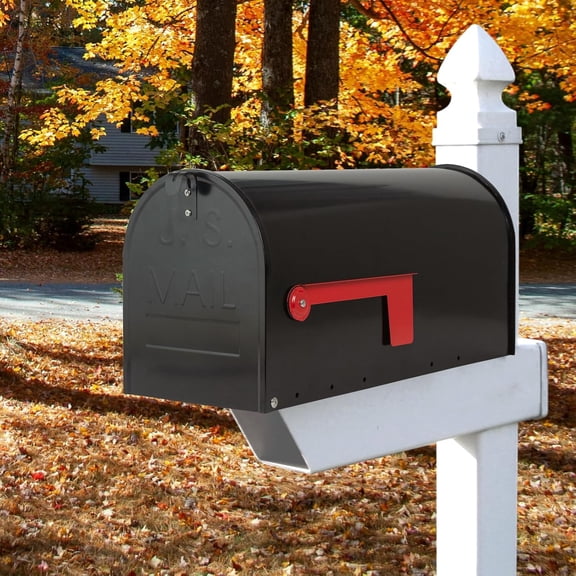 Large Mailboxes for Outside,  Black Metal Mailbox, Galvanized Steel Post Mount Mail Box,  Large Capacity, 23 x 10.7 x 8.9 Inches