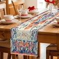 thumbnail image 3 of Retro Ethnic Pattern Table Runner, Vintage Orange Blue Floral Texture Cotton Linen Kitchen Table Decoration Washable Dining Tabletop Runners for Home Party Decor 13x36 Inches, 3 of 9