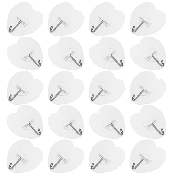 KHBUAB 20Pcs Clear Heart Hanging Hooks Adhesive Wall Hooks for Home Ceiling Use