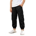 thumbnail image 6 of Heydday Kids Quick Dry Stretch Cargo Jogger Pants, Elastic Waist Multi Pocket Lightweight Outdoor Casual Trousers, Unisex Boys Girls Hiking School Daily Wear Pants for Ages 3-12(Black/3-4 Years), 6 of 8