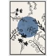 thumbnail image 1 of PixonSign Framed Canvas Print Wall Art Mid-Century Floral Botanical Flowers Blue Circle Abstract Shapes Illustrations Modern Art Decorative Minimal for Living Room, Bedroom, Office - 24"x36" White, 1 of 5