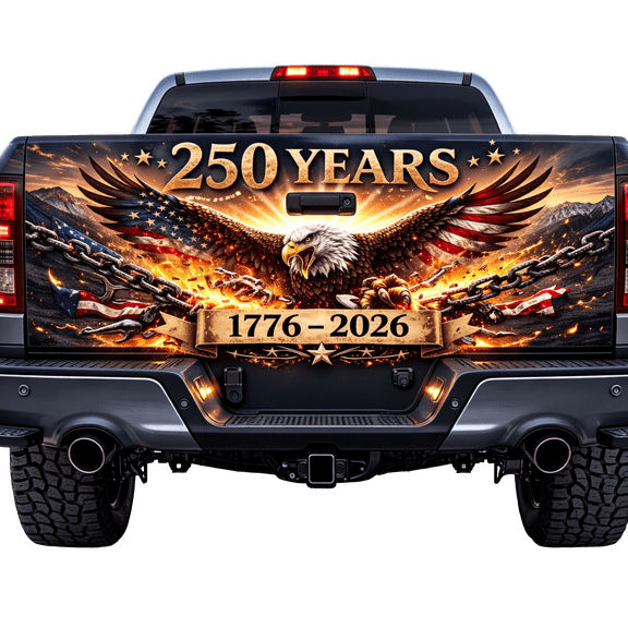 Lotusprint LLC 250 Years Patriotic Eagle Tailgate Wrap 2 Sizes (24"x58"), 1776–2026 America Flag Freedom Truck Decal