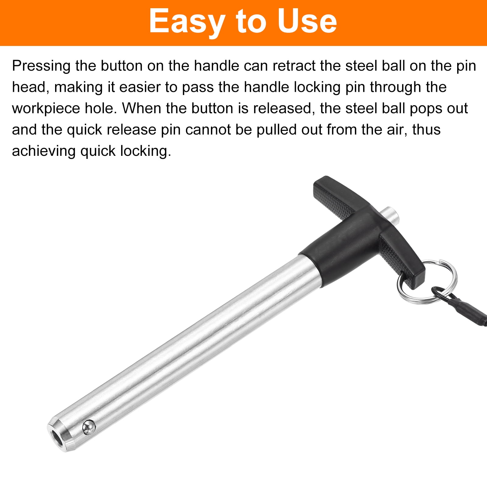 Uxcell 1 pack T Handle Quick Release Pin, 1/2"x3-1/8" 304 Stainless Steel Quick Release Pin