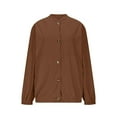 thumbnail image 5 of Stamzod Fall Jackets for Women 2025 Solid Color Stand Collar Long Sleeve Button Corduroy Jacket with Pocket Casual Barn Jackets for Women Brown-1 M, 5 of 10