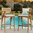 thumbnail image 3 of Best Choice Products Set of 2 Outdoor Acacia Wood Bar Stools Bar Chairs w/ Weather-Resistant Cushions - White Sand, 3 of 7