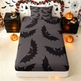 thumbnail image 4 of Erosebridal Halloween Bat Twin Sheets, Spooky Night Bedding, Gray Dark Brown, Halloween Reversible, 3-Piece, 1 Flat Sheet, 1 Fitted Sheet and 1 Pillowcase, 4 of 6