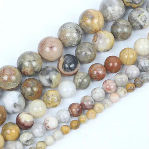 EOEMY Natural Stone Crazy Agates Round Loose Beads For Jewelry Making Bracelet Gift-8mm 44-46Pcs