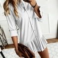thumbnail image 2 of Bpmpbo Women's Pleated Mini Shirt Dress Long Sleeve Button Down Collared Dress with Folded Hem Casual and Preppy Style, 2 of 9