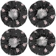 thumbnail image 2 of Shower Caps,Pioneer Flower Floral Print Pattern Waterproof Shower Cap for Women 4 Pieces,Double Reusable Hair Cover for Shower PEVA Elastic Stretch Hem, 2 of 7