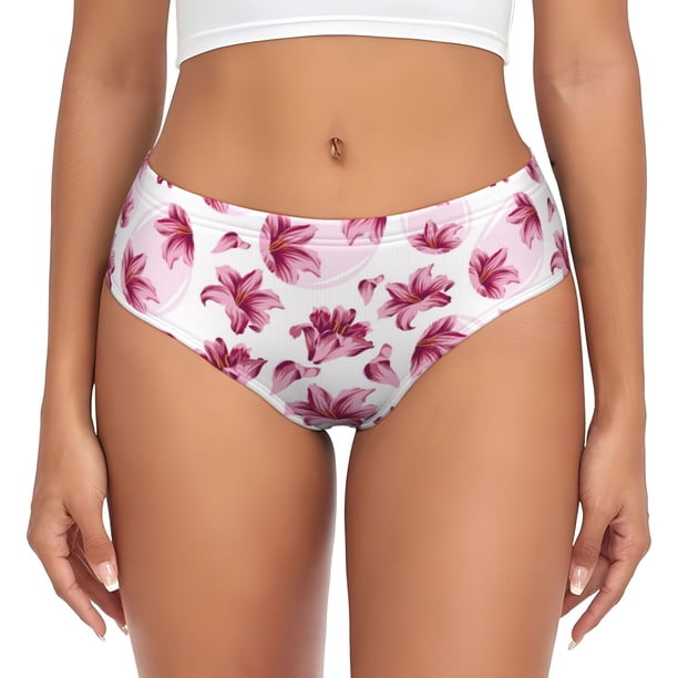 Fotbe Lilies Flowers Calzones Estampados para Mujer – Ropa Interior de Algodón, Cómoda, Suave y Elástica-Large
