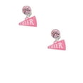 thumbnail image 2 of Delight Jewelry Acrylic 3/4" Pink Cheer Megaphone Pink Crystal Clip on Earrings, 2 of 5