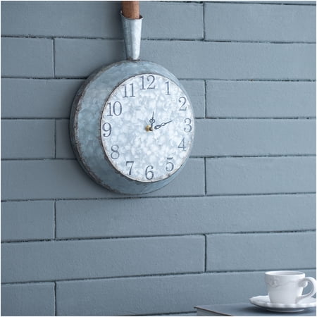 JERFIT 12 Inch Rustic Wall Clock, Farmhouse Gray Iron and Wood Wall Decor, Decorative Indoor Non-Ticking Analog Clock with Roman Numerals