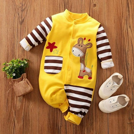 

Clearance! Spring Autumn Baby Rompers Newborn Infant Boy Girl Clothes Casual Romper Cartoon Giraffe Long Sleeve Toddler Clothes Jumpsuit