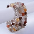 thumbnail image 3 of Natural Multicolor Rutilated Quartz Gemstone 8mm Round Beads Stretch Bracelet 7 Inch Unisex, 3 of 3