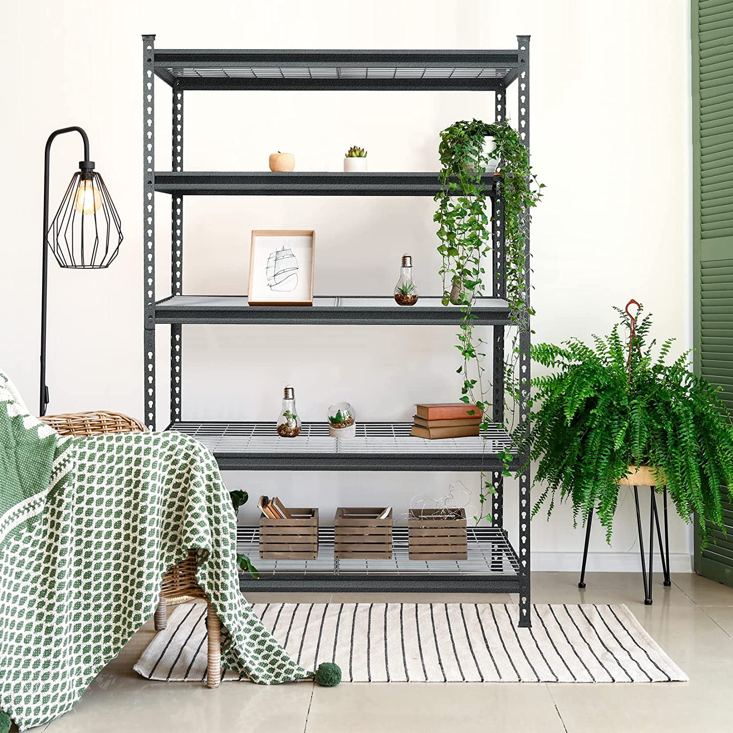WORKPRO 5-Tier Metal Storage Shelving Unit, 48"W x 24"D x 72"H, 4000 lbs Load Capacity (Total), Black