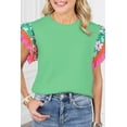 thumbnail image 3 of Women's Light Green Floral Sleeve Top with Ricrac Detailing - [ZhiHiMeRi] | (US 12-14)L, 3 of 7