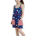 thumbnail image 5 of MKOSPLRT Independence Day Jumpsuit Shorts for Girl USA Flag Spaghetti Strap Overalls V Neck Casual Stars Striped Rompers with Pocket, 5 of 8