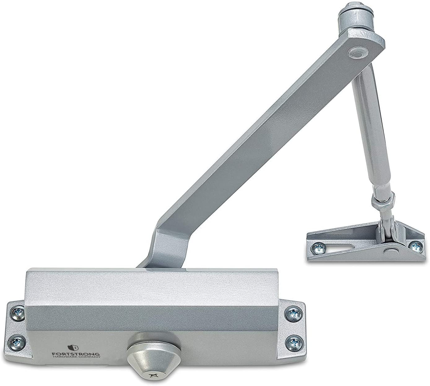 FortStrong FS-1306 Grade 3 Spring Hydraulic Door Closer with Mounting Hardware, Adjustable, Automatic, Silver