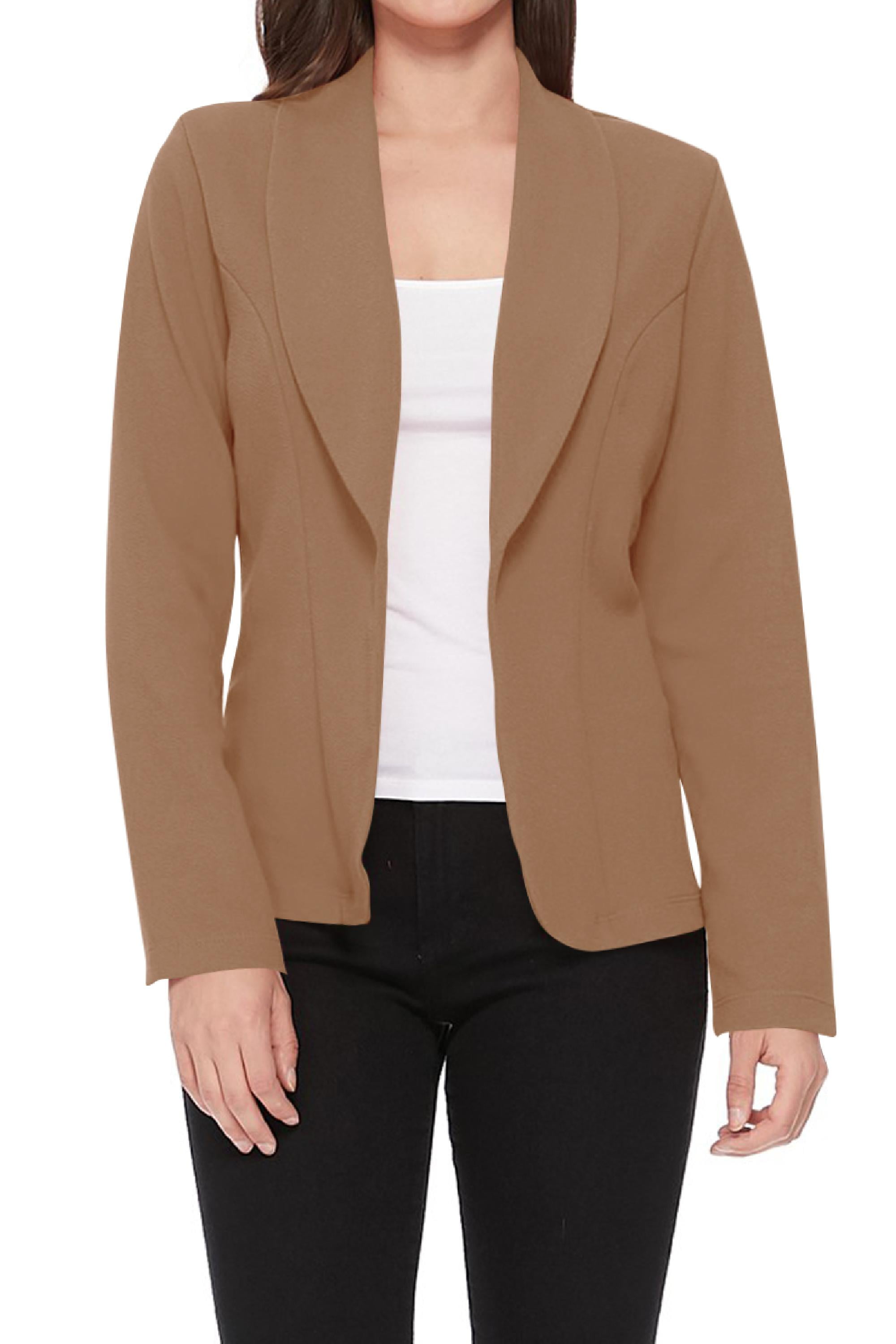 Women's Casual Long Sleeves Open Front Basic Lightweight Solid Blazer