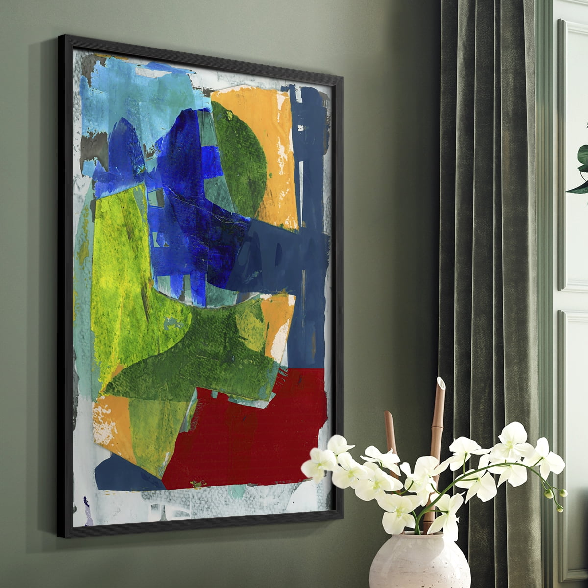 Brights Strokes II Framed Print in Black Solid Wood Framed Print No Nail Hanging